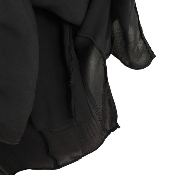 Vince Silk Pintuck Pleats Shift Dress Womens Size 4 Black V-Neck Long Sleeves - Picture 12 of 13